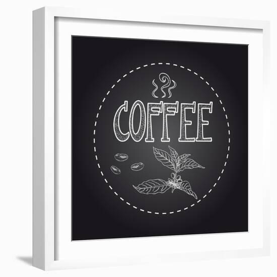 Coffee Chalkboard Illustration-cienpies-Framed Art Print