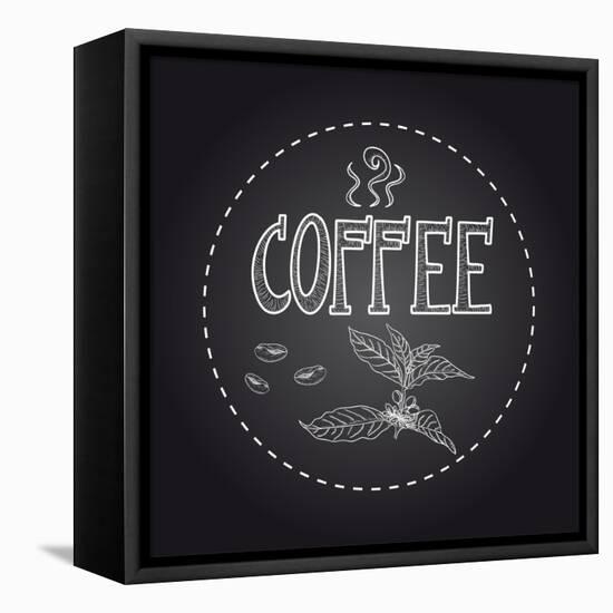 Coffee Chalkboard Illustration-cienpies-Framed Stretched Canvas