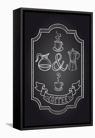 Coffee Chalkboard Illustration-cienpies-Framed Stretched Canvas