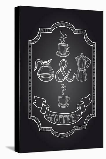 Coffee Chalkboard Illustration-cienpies-Stretched Canvas