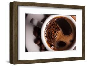 Coffee Crema in White Cup-null-Framed Art Print