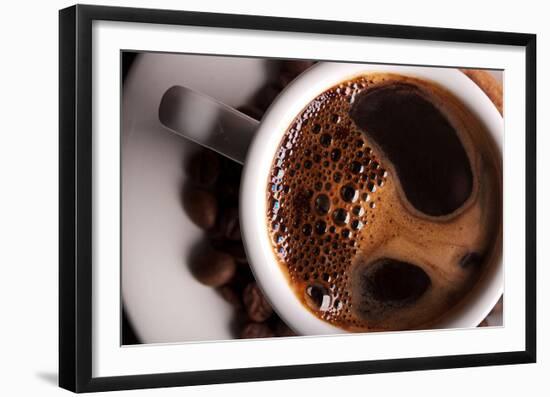 Coffee Crema in White Cup-null-Framed Art Print