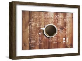 Coffee Cup And Business Plan-null-Framed Art Print