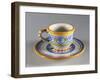 Coffee Cup Decorated with Light Blue Palmettes-null-Framed Giclee Print