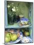 Coffee Cup, Flowers and Bowl of Apples on Shelves-Linda Burgess-Mounted Photographic Print