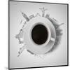 Coffee Cup & Global Landmarks-null-Mounted Art Print