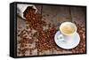 Coffee Cup With Beans-Valengilda-Framed Stretched Canvas