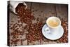 Coffee Cup With Beans-Valengilda-Stretched Canvas