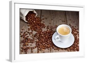 Coffee Cup With Beans-Valengilda-Framed Art Print