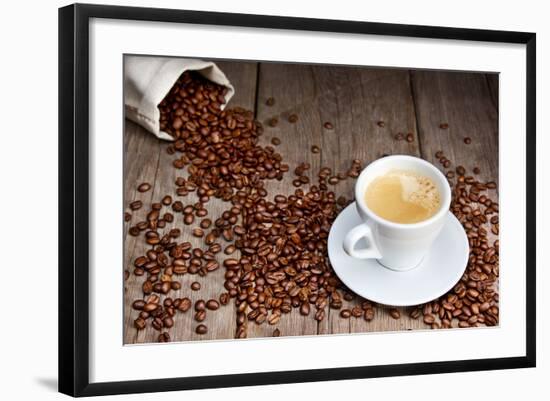 Coffee Cup With Beans-Valengilda-Framed Art Print