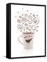 Coffee-Cup With Brown Hand Drawn Happy Smiley Faces, Isolated On White-ra2studio-Framed Stretched Canvas