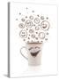 Coffee-Cup With Brown Hand Drawn Happy Smiley Faces, Isolated On White-ra2studio-Stretched Canvas