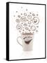 Coffee-Cup With Brown Hand Drawn Happy Smiley Faces, Isolated On White-ra2studio-Framed Stretched Canvas