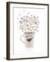 Coffee-Cup With Brown Hand Drawn Happy Smiley Faces, Isolated On White-ra2studio-Framed Art Print