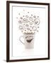 Coffee-Cup With Brown Hand Drawn Happy Smiley Faces, Isolated On White-ra2studio-Framed Art Print