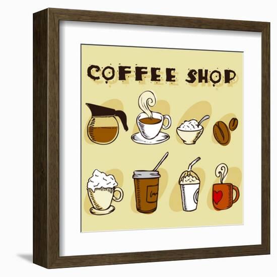 Coffee Design Elements-jackrust-Framed Art Print