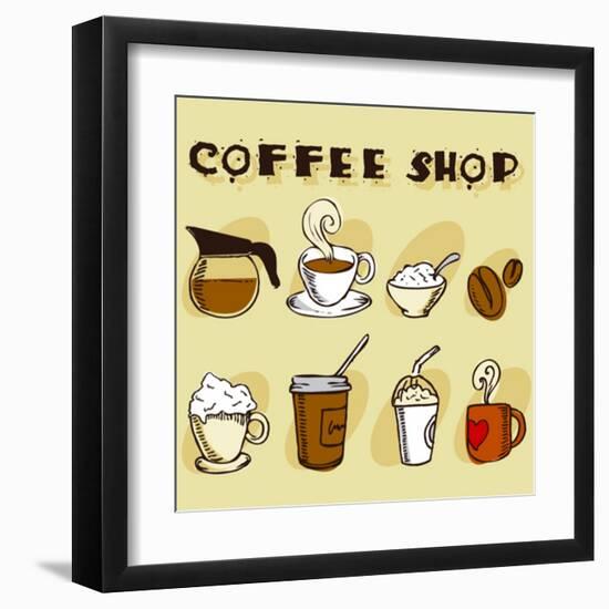 Coffee Design Elements-jackrust-Framed Art Print