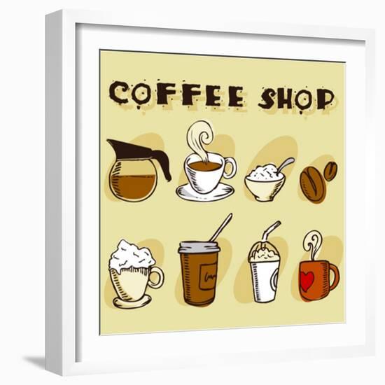 Coffee Design Elements-jackrust-Framed Art Print