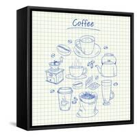 Coffee Doodles - Squared Paper-kytalpa-Framed Stretched Canvas