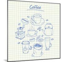 Coffee Doodles - Squared Paper-kytalpa-Mounted Art Print