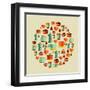 Coffee Elements Illustration-cienpies-Framed Art Print