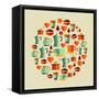 Coffee Elements Illustration-cienpies-Framed Stretched Canvas