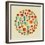 Coffee Elements Illustration-cienpies-Framed Premium Giclee Print