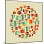 Coffee Elements Illustration-cienpies-Mounted Premium Giclee Print