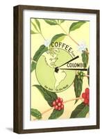 Coffee from Colombia, Map, Berries-null-Framed Art Print