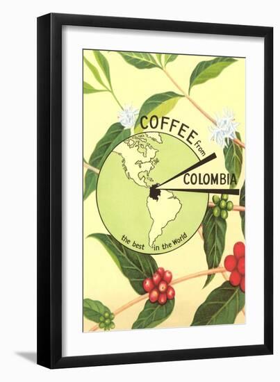 Coffee from Colombia, Map, Berries-null-Framed Art Print