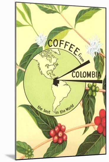 Coffee from Colombia, Map, Berries-null-Mounted Art Print