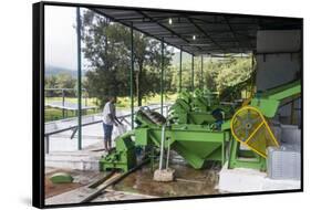Coffee grinding machines in a coffee factory in Maubisse, East Timor, Southeast Asia, Asia-Michael Runkel-Framed Stretched Canvas
