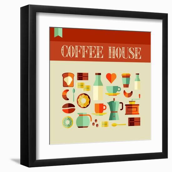 Coffee House-cienpies-Framed Art Print