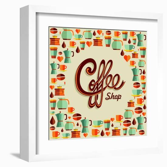 Coffee Icon Illustration-cienpies-Framed Art Print