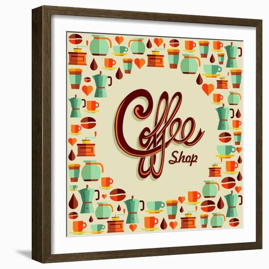 Coffee Icon Illustration-cienpies-Framed Premium Giclee Print