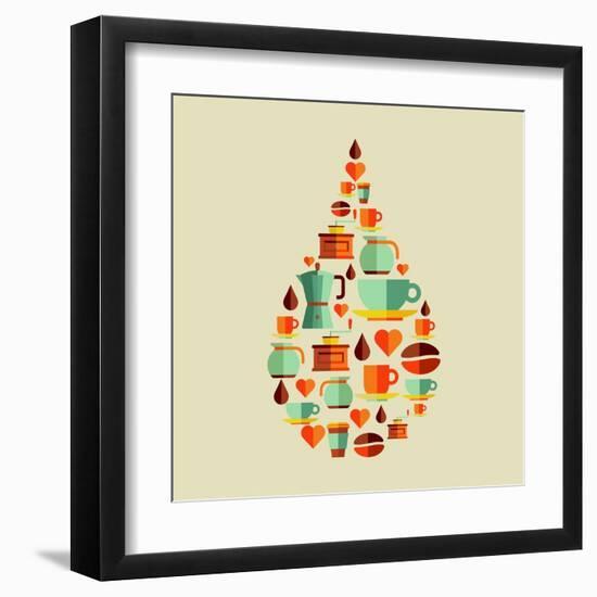 Coffee Icons Drop Illustration-cienpies-Framed Art Print