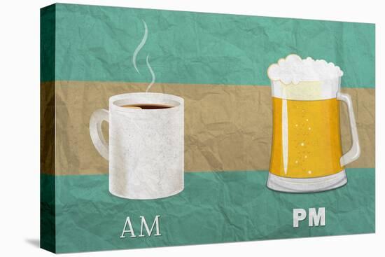 Coffee in the AM, Beer in the PM-Lantern Press-Stretched Canvas