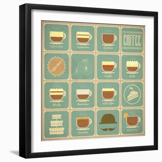 Coffee Labels Set-elfivetrov-Framed Art Print