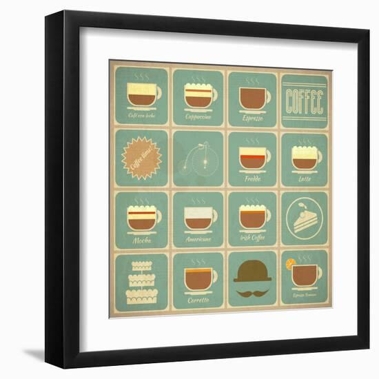 Coffee Labels Set-elfivetrov-Framed Art Print