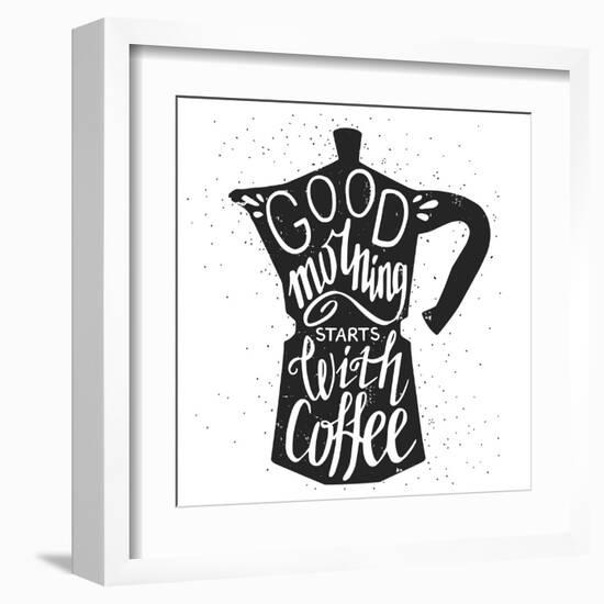 Coffee Lettering-TashaNatasha-Framed Art Print