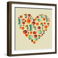 Coffee Love Beans Illustration-cienpies-Framed Art Print