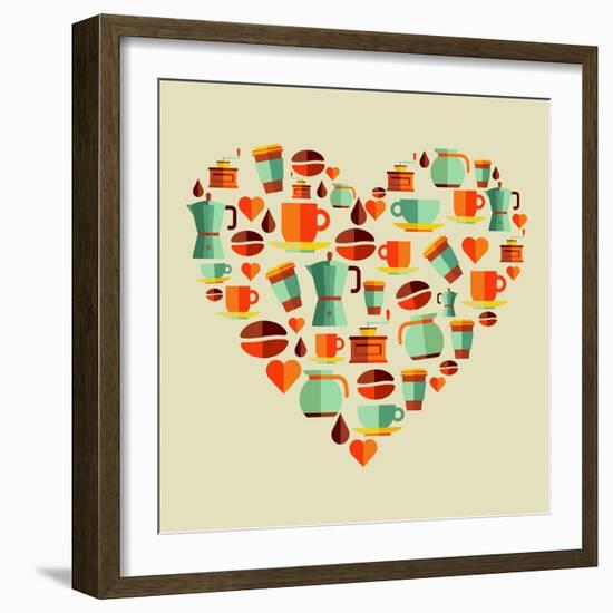 Coffee Love Beans Illustration-cienpies-Framed Art Print