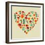 Coffee Love Beans Illustration-cienpies-Framed Art Print