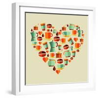 Coffee Love Beans Illustration-cienpies-Framed Art Print