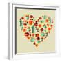 Coffee Love Beans Illustration-cienpies-Framed Art Print