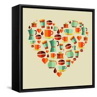 Coffee Love Beans Illustration-cienpies-Framed Stretched Canvas