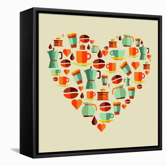 Coffee Love Beans Illustration-cienpies-Framed Stretched Canvas