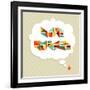 Coffee Love Bubble-cienpies-Framed Art Print