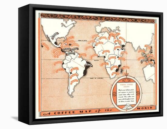 Coffee Map of the World-null-Framed Stretched Canvas