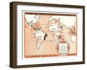 Coffee Map of the World-null-Framed Art Print